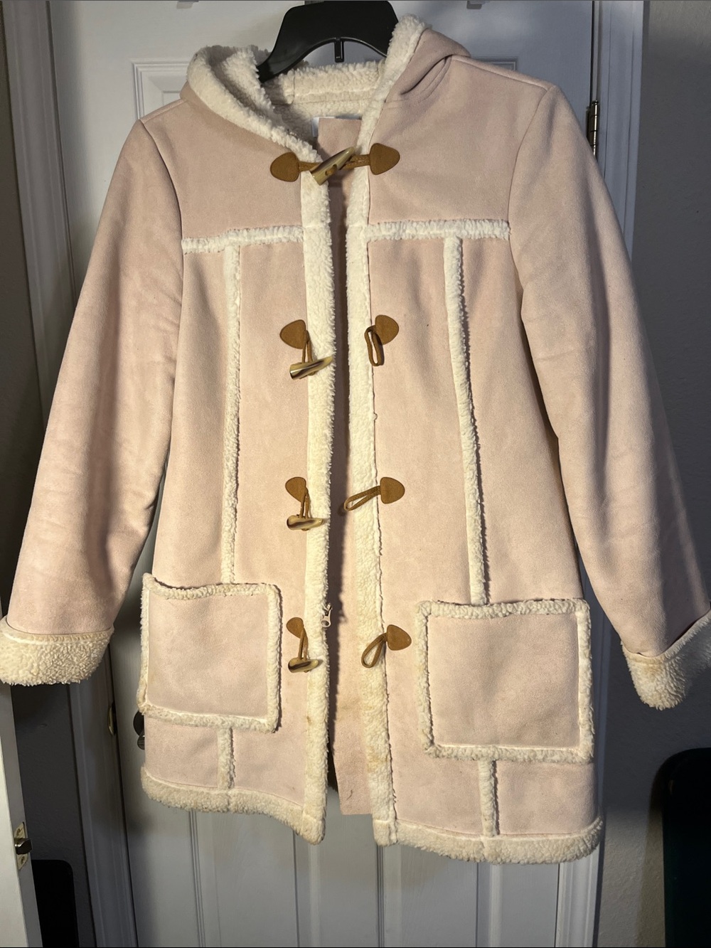 Old Navy Cream  Faux Shearling Toggle Coat